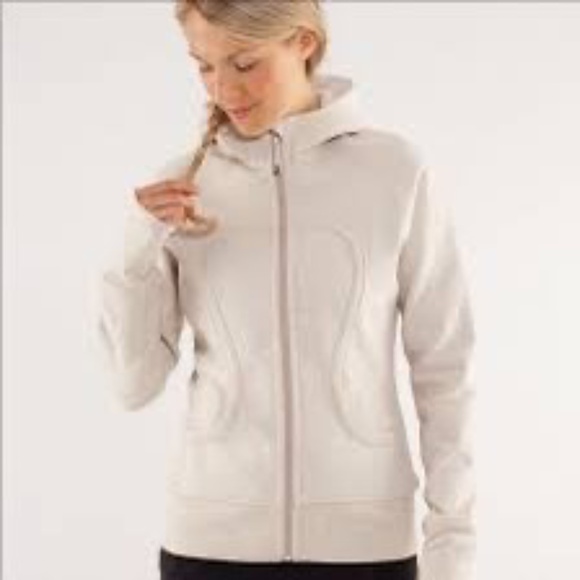 Lululemon Scuba Full-Zip Hoodie Heather Gray Pink Zipper Size 10 - Picture 1 of 7